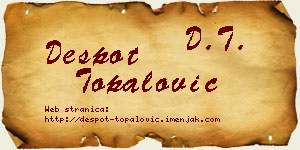 Despot Topalović vizit kartica